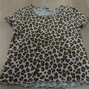Old Navy Girls Brown and White Leopard Print Top Size 8